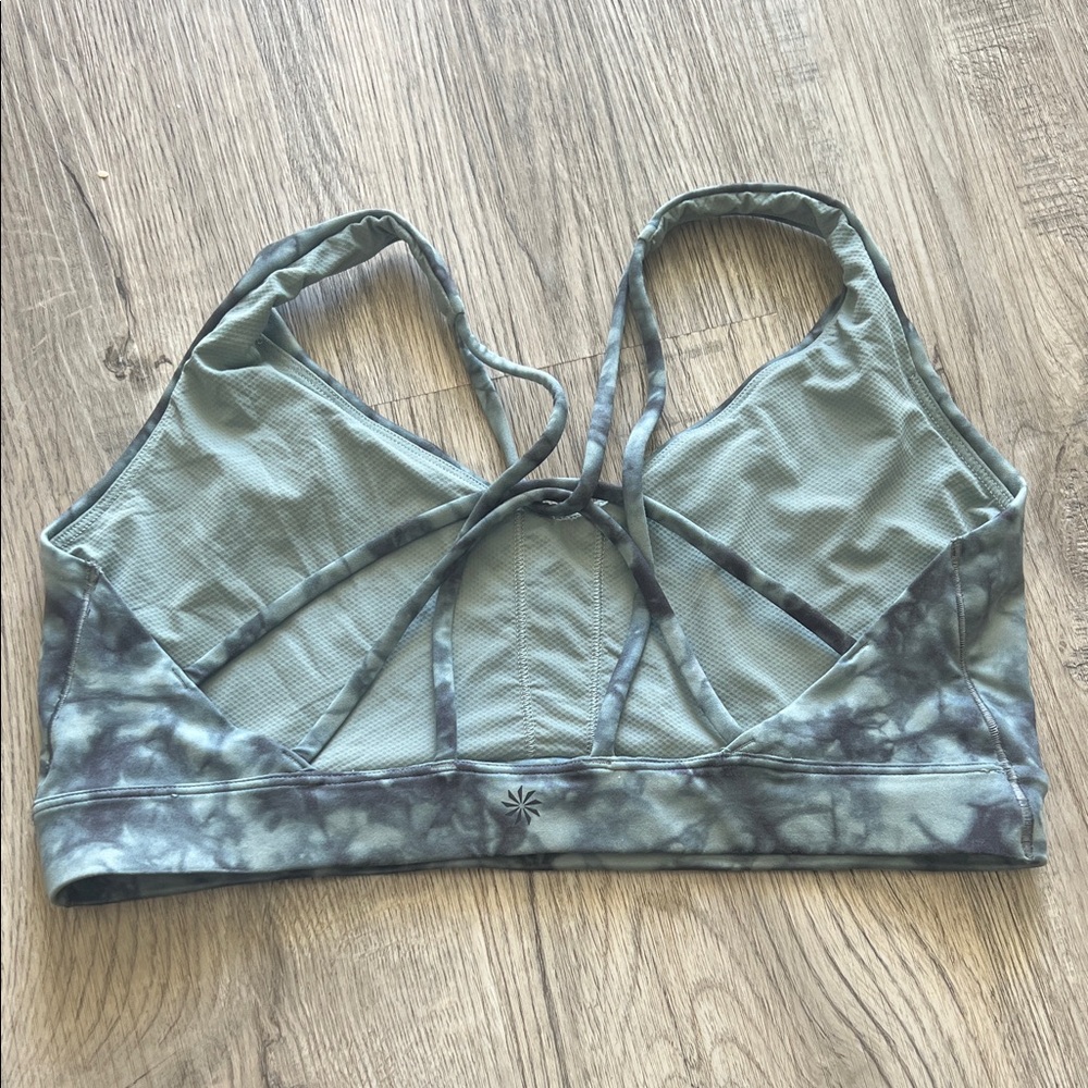Athleta Sage Green Tie-Dye Strappy Sports Bra